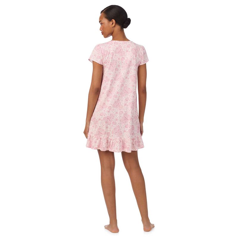 Lauren Ralph Lauren Cotton Knit Flutter Sleeve Short Gown image number 1